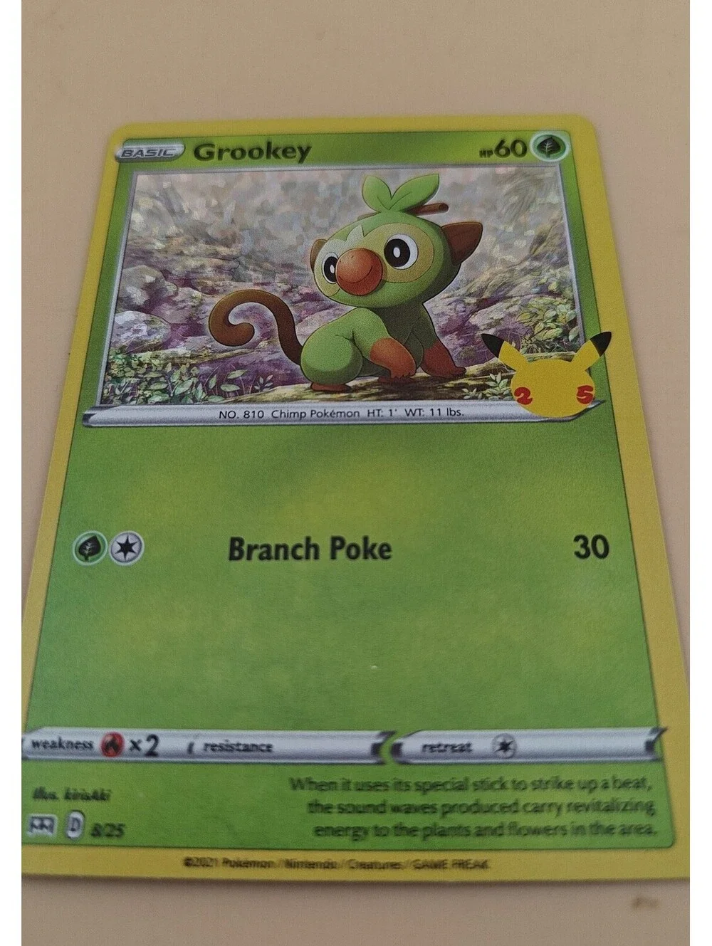 Pokemon Grookey 8/25 Holo McDonald's 25th Anniversary Promo
